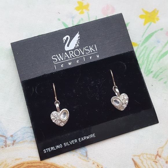 Swarovski Jewelry - Silver Swarovski Heart Earrings